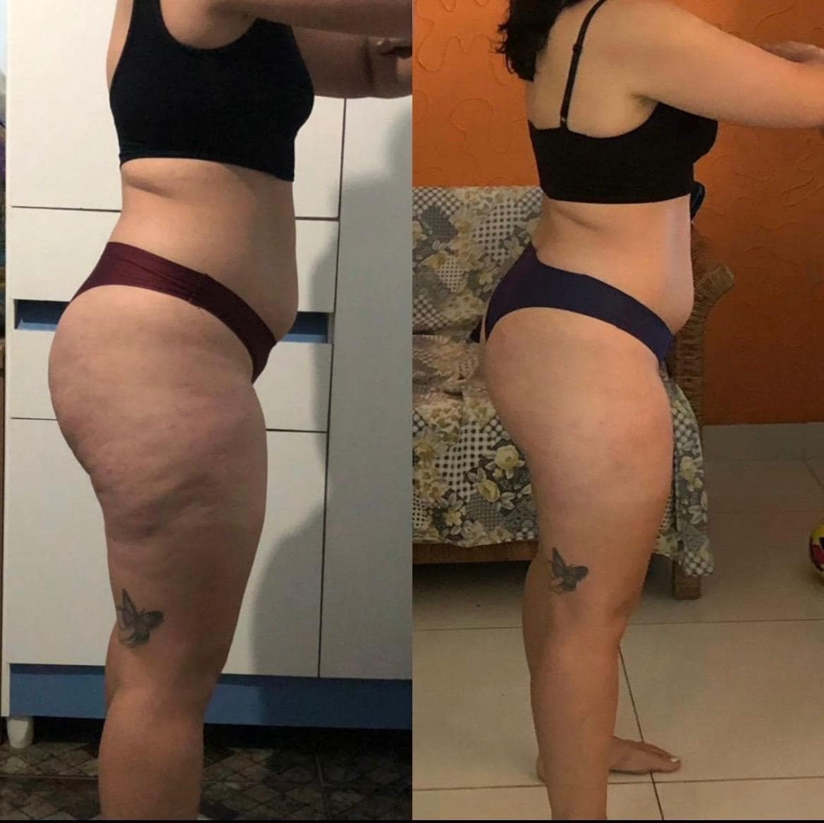 Comparativo lateral de evolução corporal feminina